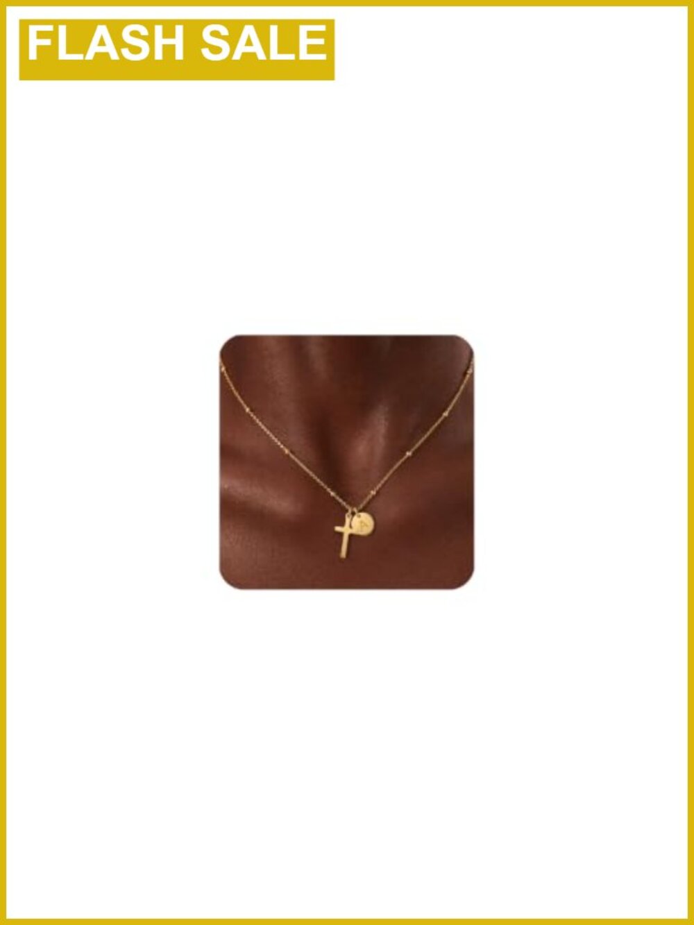 Initial Cross Necklace Stainless Steel 18K Gold Plated Christian Faith Jewelry